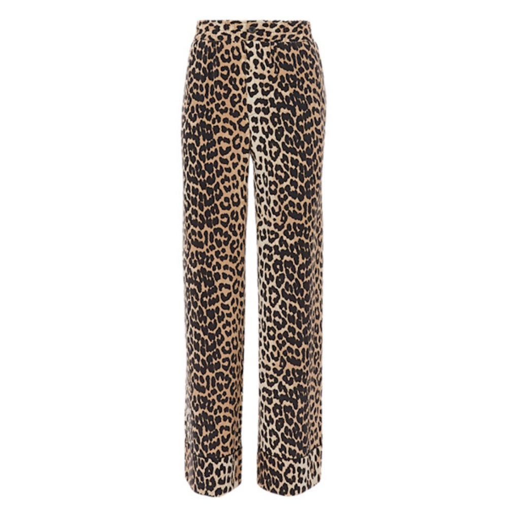Ganni Fayette Leopard Silk Pants